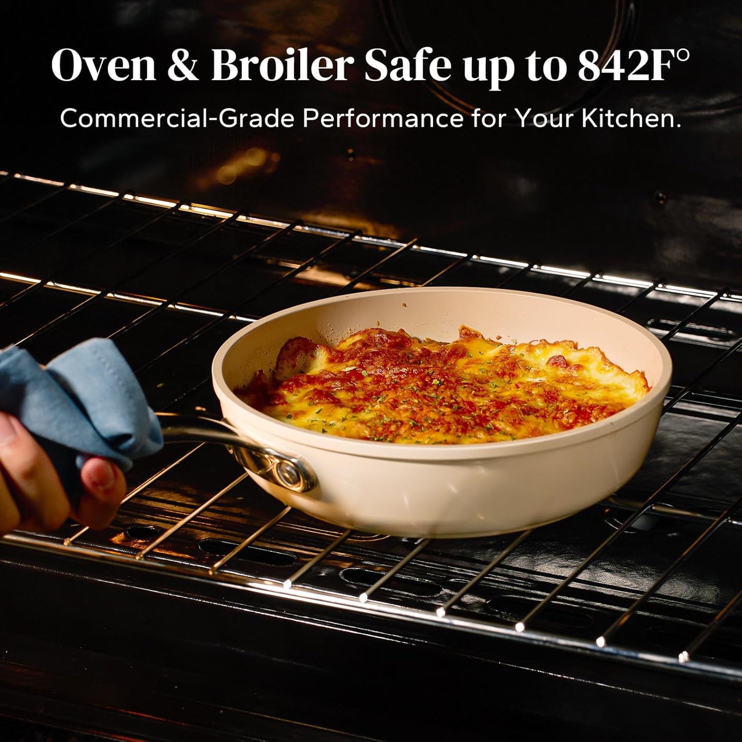 Redchef Ceramic Non Stick Frying Pans, 9.5" Skillet, Omelette Egg Pan with Stay Cool Handle, Ceramic Chef Pan for Cooking Non Toxic, PFOA & PFAS Free, Induction Compatible, Oven Dishwasher Safe(Beige)