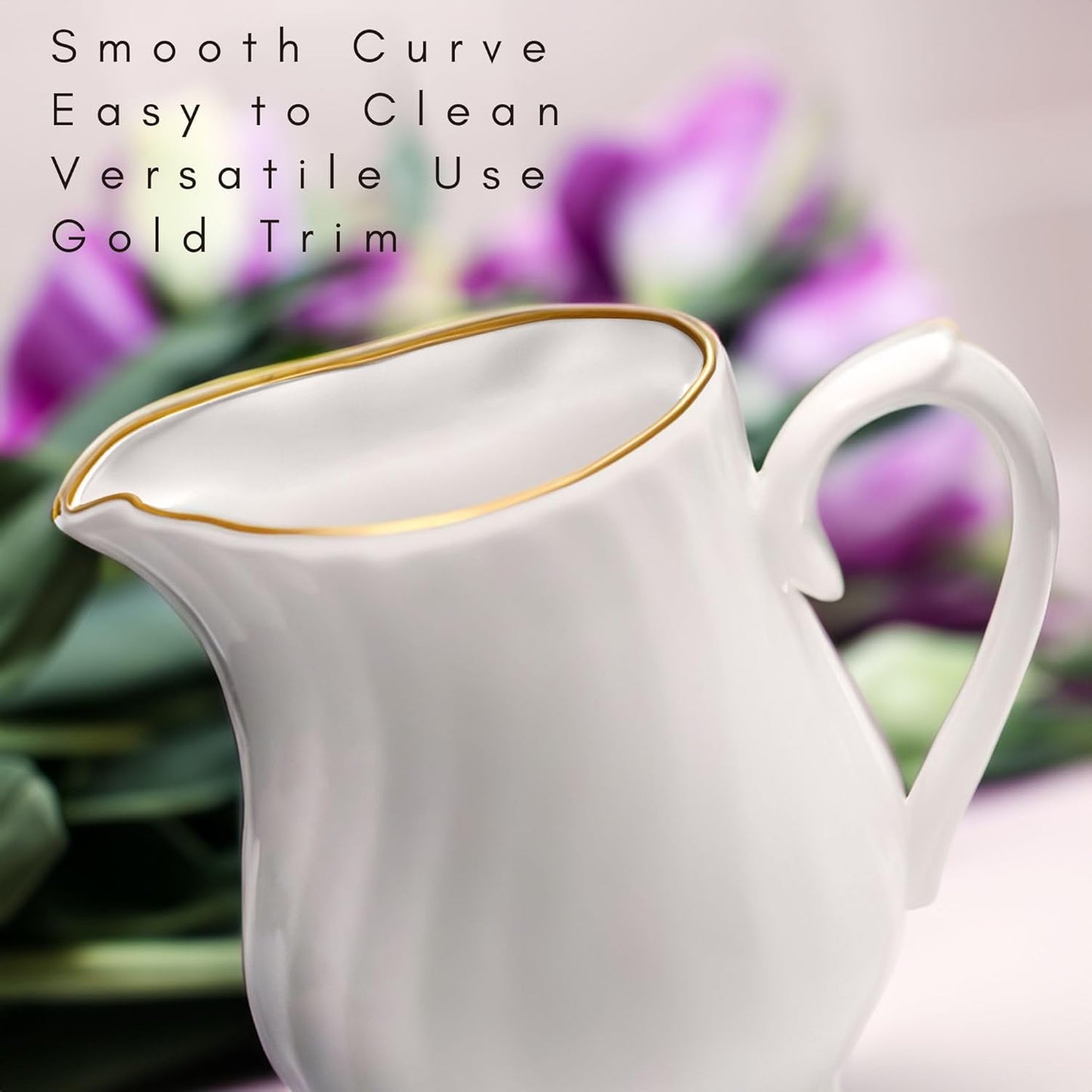 Sugar and Creamer Set - Porcelain Sugar and Creamer Vintage Tea Set with Gold Trims & Embossed Swirls - Exquisite Fine China Tea Set for Parties & Celebrations - Imperial Gold Set by Lynns