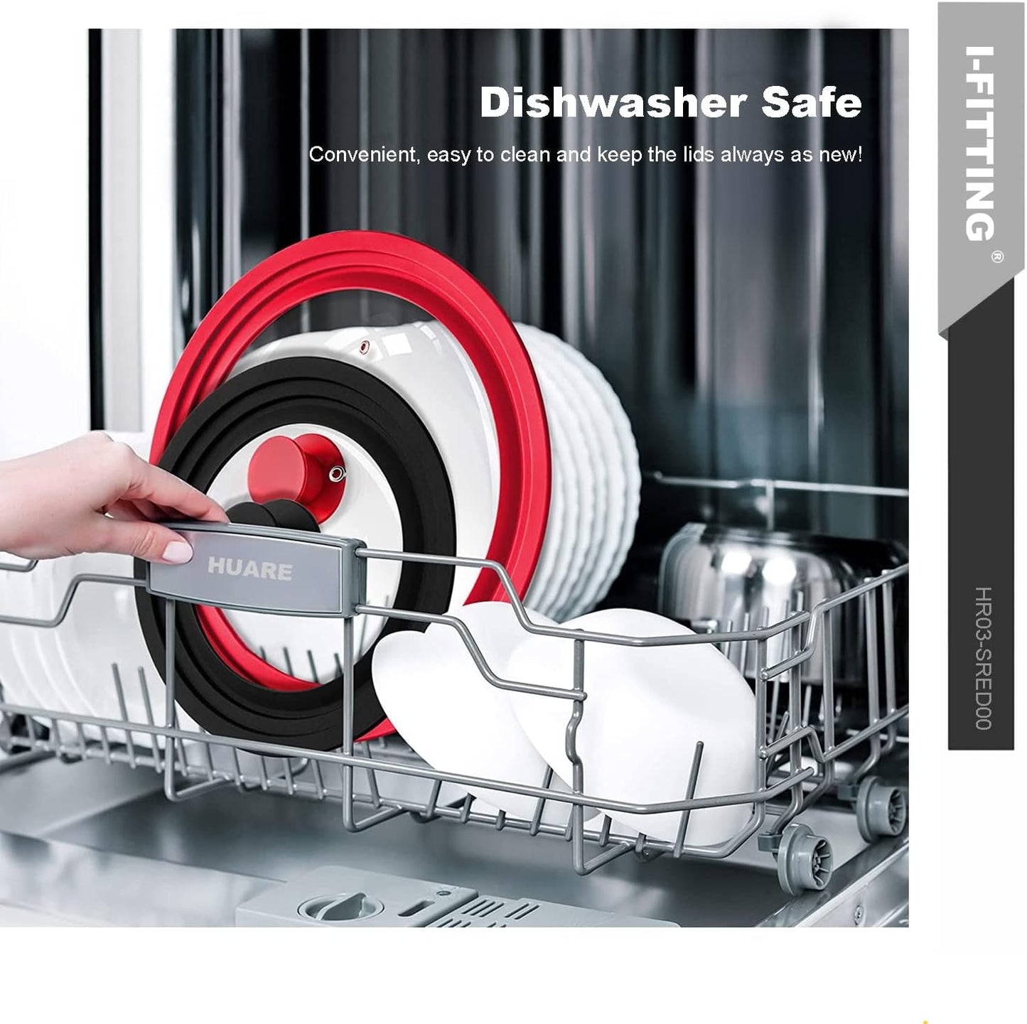 Universal Lid for Pots,Pans And Skillets,HR Huare Technology Tempered Glass with Heat Resistant Silicone Rim,Dishwasher Safe,Fit Cookware 11”,12”, 12.5”, Black,1 Pack