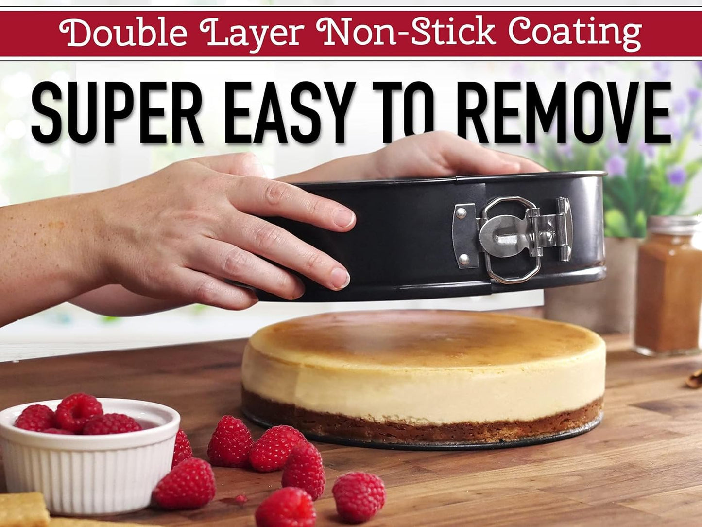 Zulay Kitchen 7-Inch Non-stick Cheesecake Pan -Leakproof Springform Pan with Removable Bottom and Easy Release - Round Cake Pan for Baking Cheesecake, Deep Dish Pizza (Black)