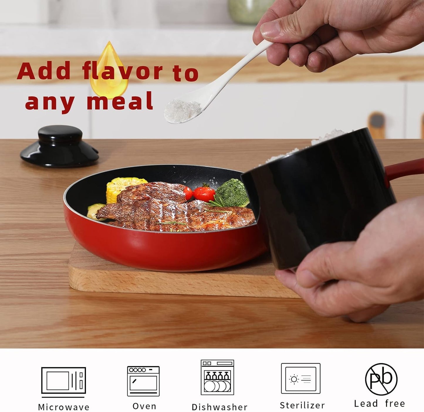 ONTUBE Ceramic Sugar Bowl with Lid and Spoon,Porcelain Seasoning Box Salt Bowl,8oz (Black)