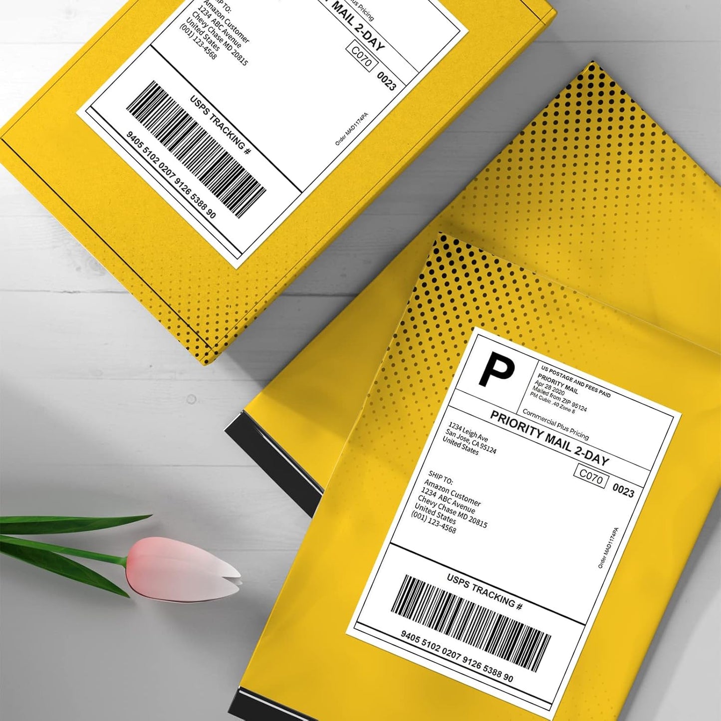 FungLam 4"x6"Thermal Shipping Labels, 2 Pack of 1000 Fanfold Labels, Adhesive Shipping Labels for Zebra,Munbyn,Polono and Rollo Direct Thermal Printer