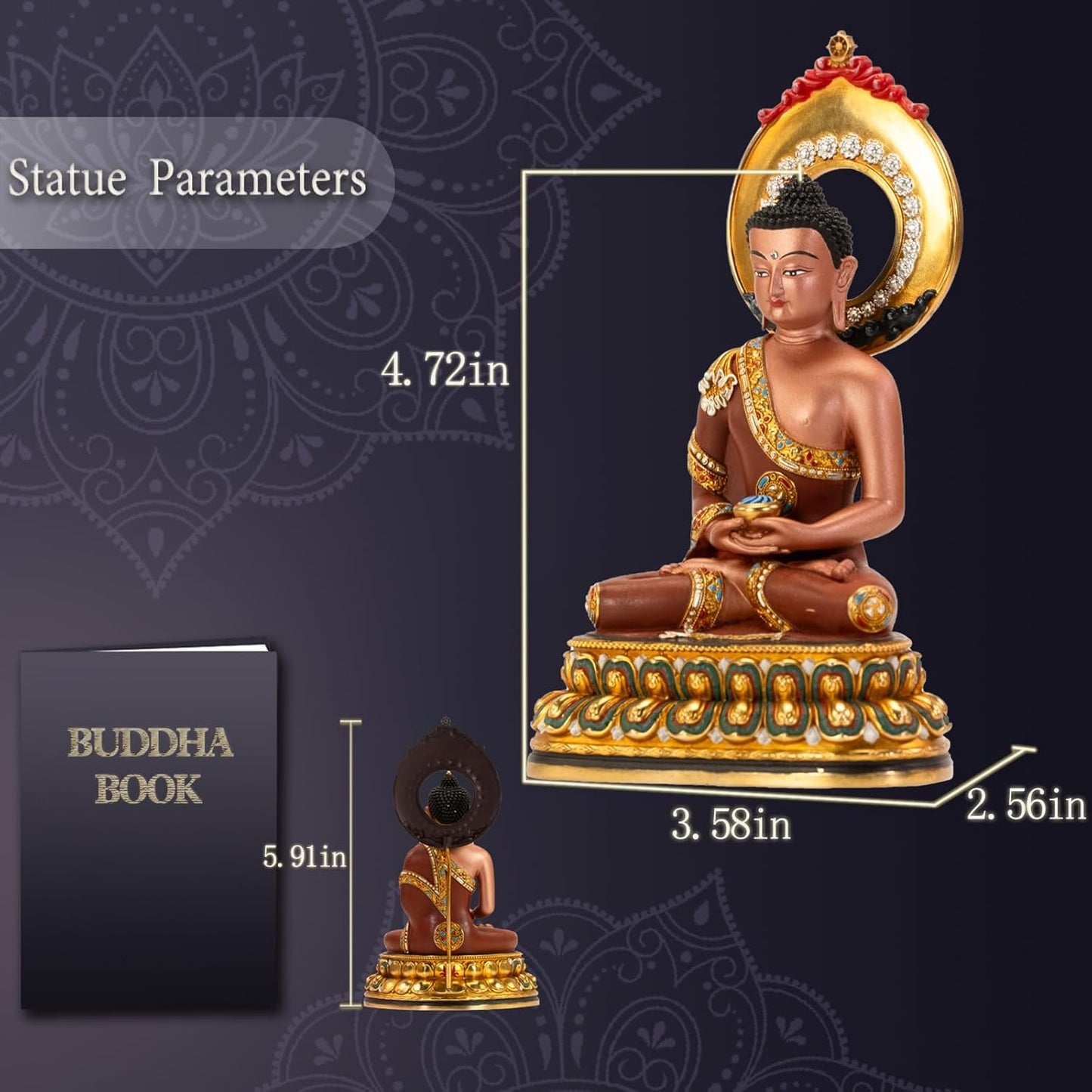 Buddha Statue Indoor, Handmade Tibetan Buddhism Copper Decoration, Hand-Painted Buddhist Budda, Hinduism Nepalese Craft Meditation(5.51", Amitabha)