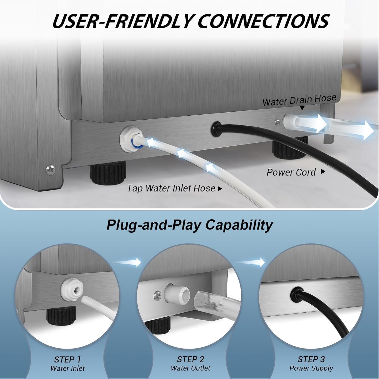 Commercial Ice Maker Machine 140LBS/24H with 30LBS Storage Bin, Stainless Steel Undercounter/Freestanding Ice Maker Machine for Home Bar Outdoor, 45PCS Ice Cubes Ice Machine, Self Cleaning