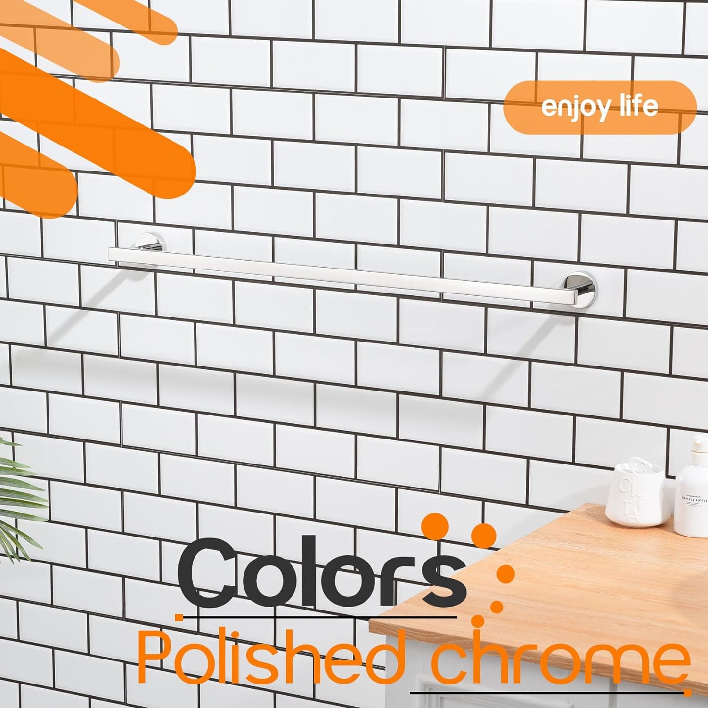 36 Inch Bathroom Towel Bar Bath Towel Rack Kitchen Towel Holder Long Towel Rails Wall Mounted SUS304 Stainless Steel Polished Chrome AN4001CH-L36