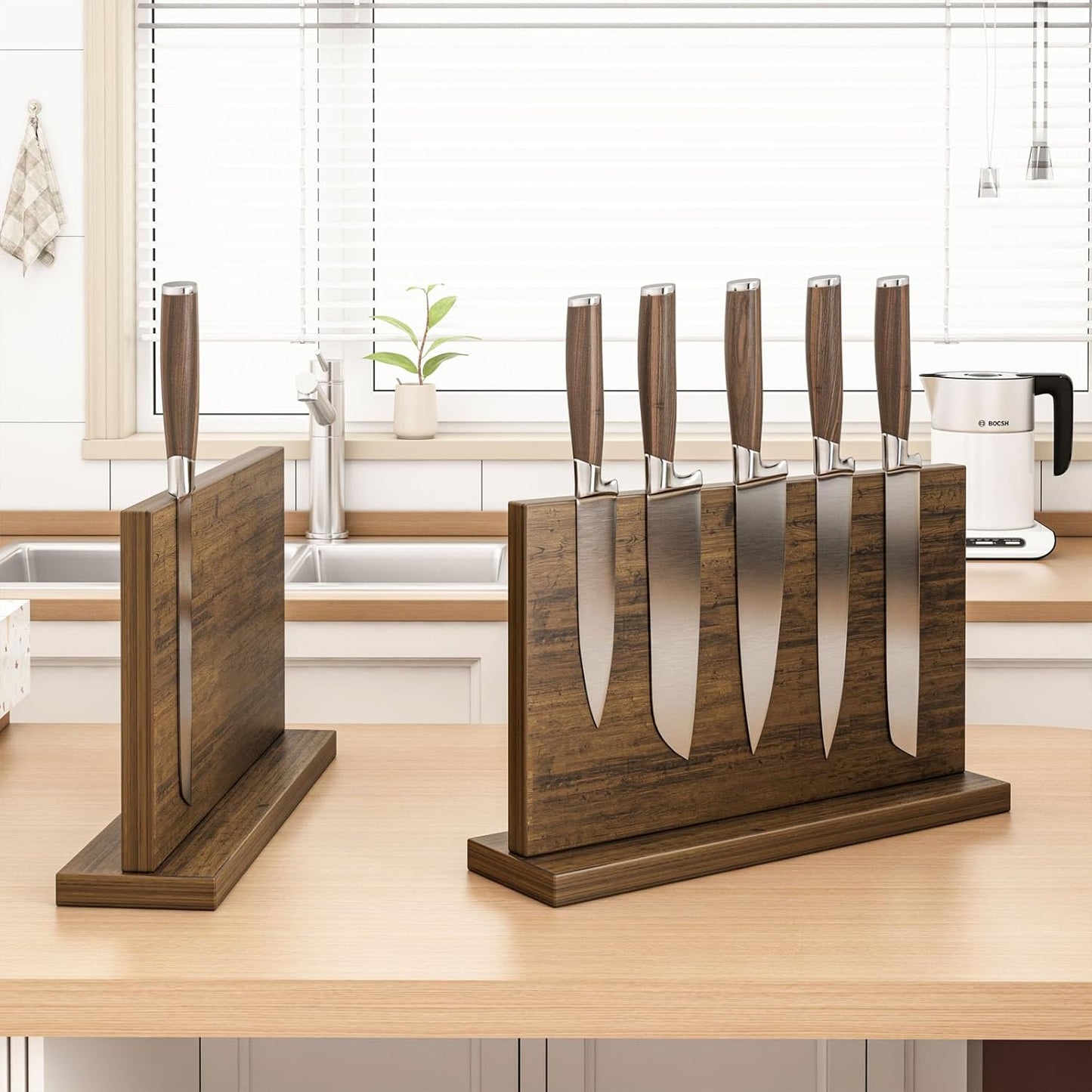 Extra Large Magnetic Knife Holder, Double-Sided Magnetic Knife Block Universal Multi-function Display Rack for Kitchen Counter (Rub Color)