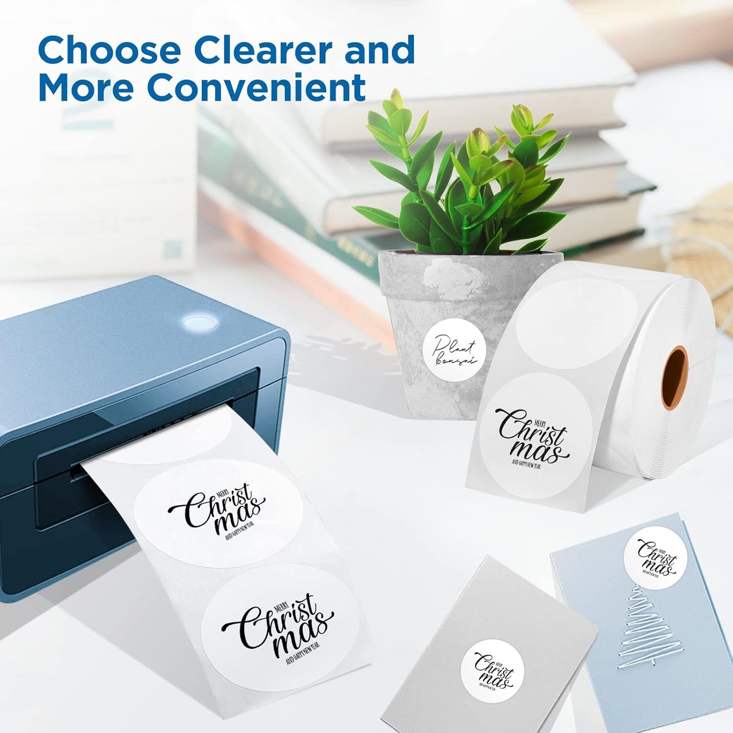 2 Inch Circle Thermal Sticker Labels, 2" Self-Adhesive Round Direct Thermal Stickers for Business-750 Labels/1 Roll (White)