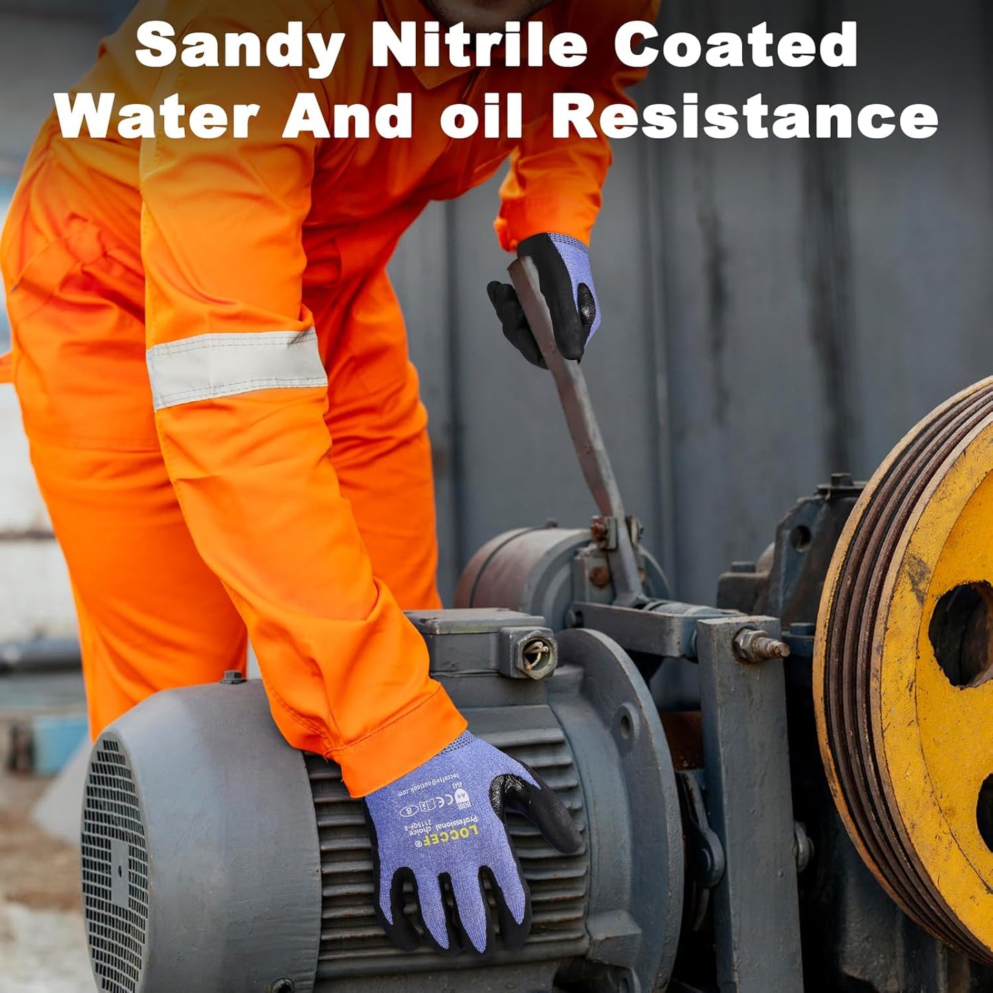 LOCCEF 3 Pairs Safety Work Gloves,Touchscreen Compatible, Superior Dexterity,Level 5/A4 Cut Resistant Work Gloves