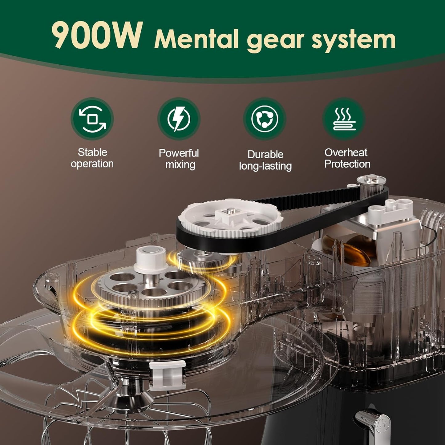 Aucma Stand Mixer,8.5QT 900W Tilt-Head, Large Capacity Kitchen Electric Mixer with Dough Hook, Wire Whip & Beater (Black, 8.5QT)