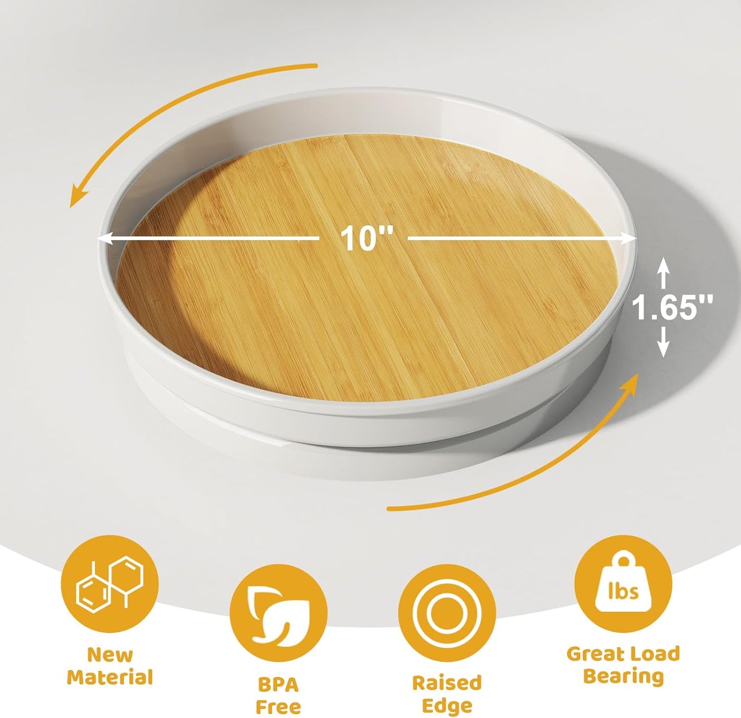 LAMU 1 Pack Lazy Susan Organizer, 10'' Lazy Susan Turntable for Cabinet, Table Top, Pantry, Refrigerator, Kitchen, Oak