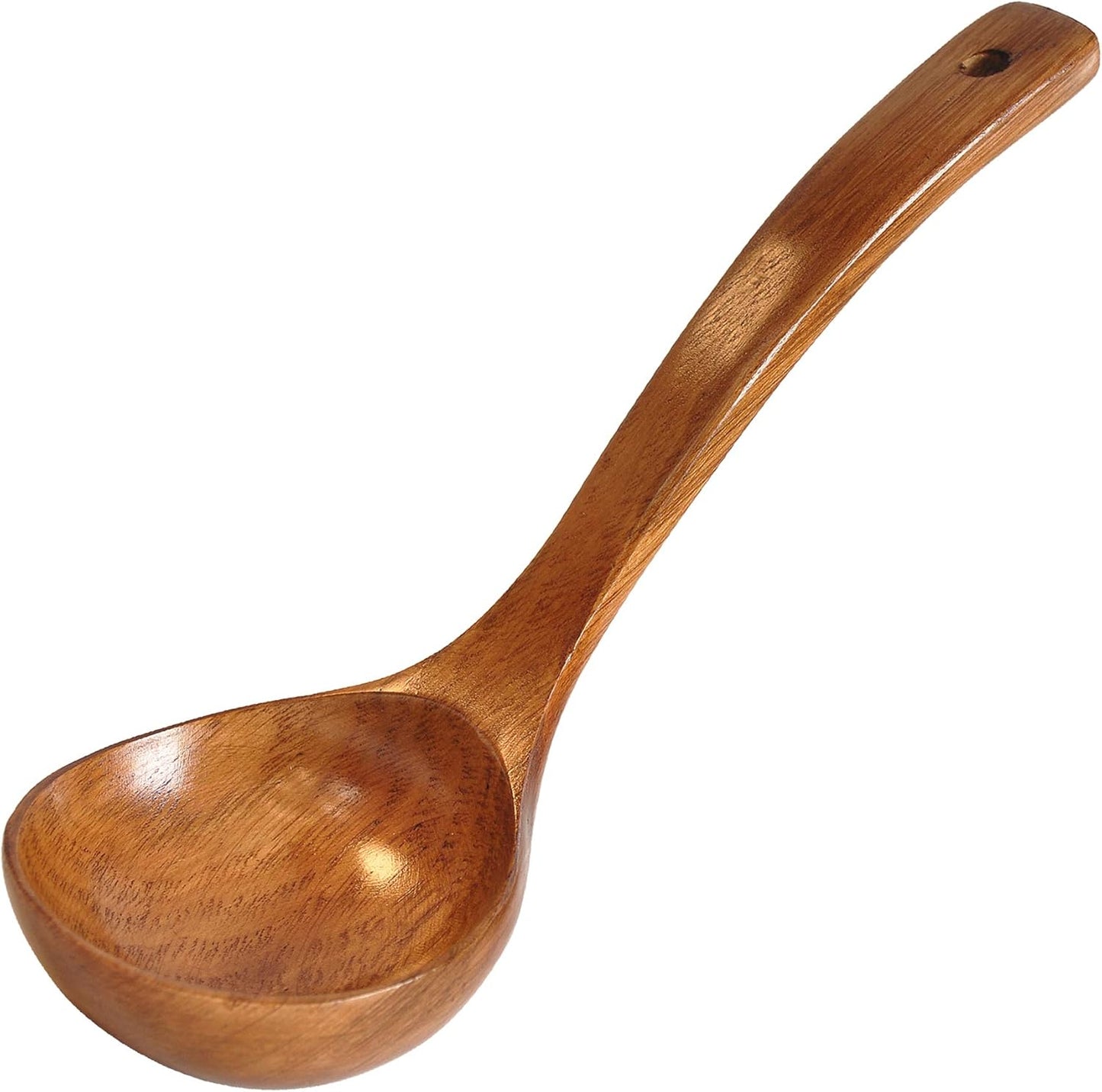 FJNATINH Wooden Ladle with Long Handle, Handmade Soup Ladle for Cooking Kitchen Cookware
