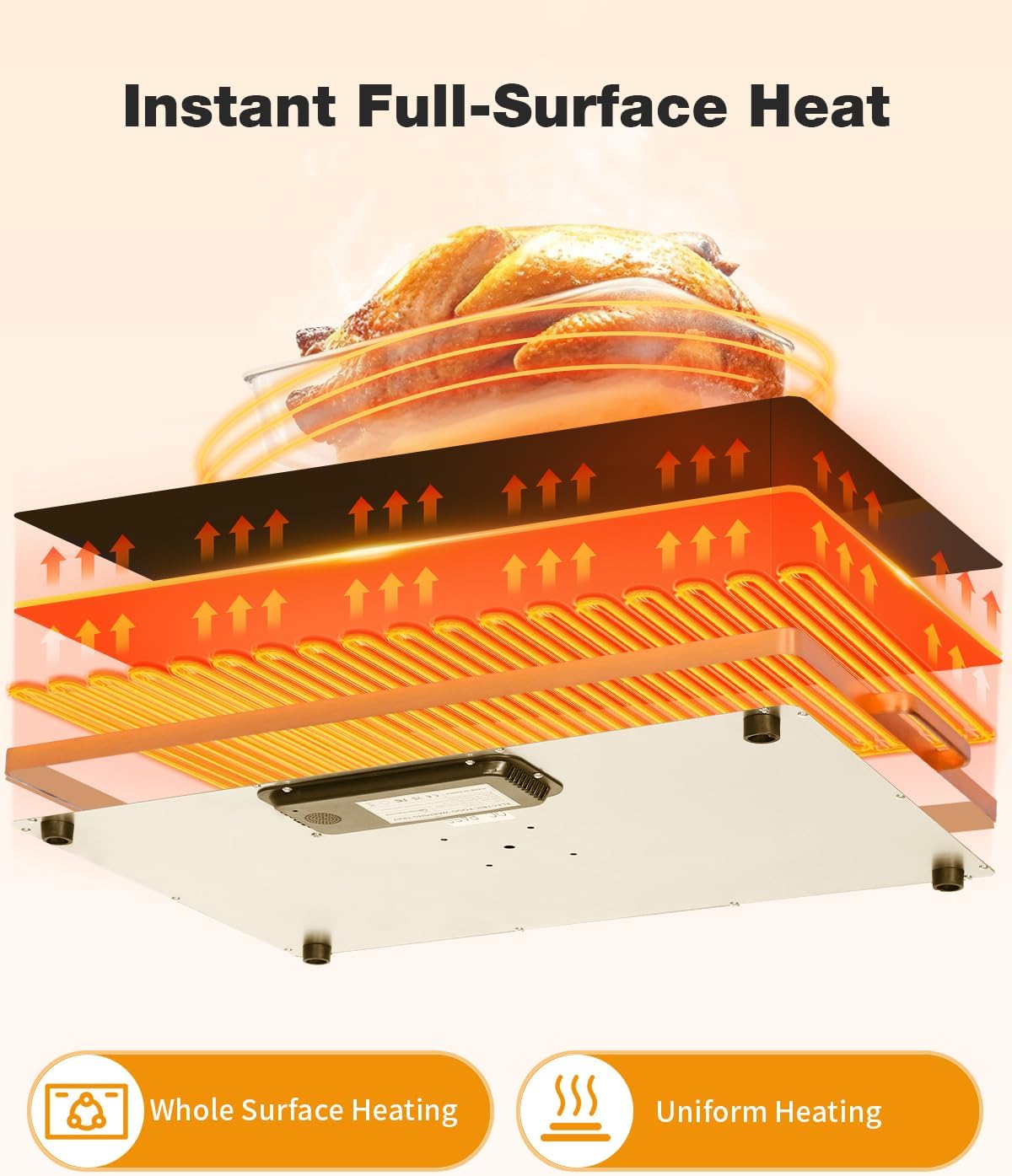 Electric Warming Tray (24''×16''), Adjustable Temperature, 10s Full Surface Heating, Smart Scheduling + Timer, Intelligent Digital Display, Food Warmer for Parties, Buffet, Home Use
