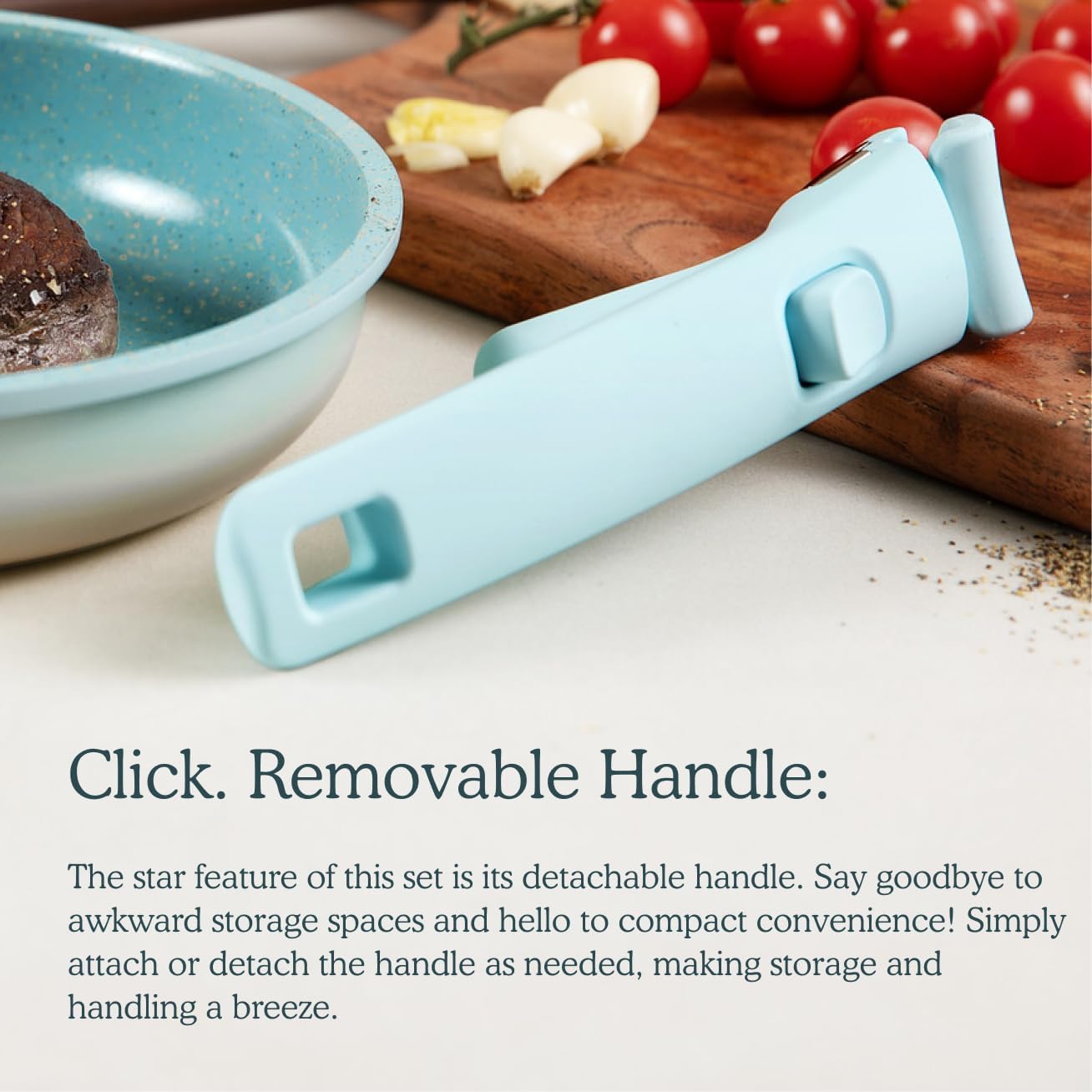 BytheTable Ombré Ceramic Titanium Non-Toxic, Nonstick Cookware Set 8-Piece Modular System with Removable Handle and Magnetic Lid, Magnetic Spatula, Eco-Friendly, Oven & Dishwasher Safe (Lavender)