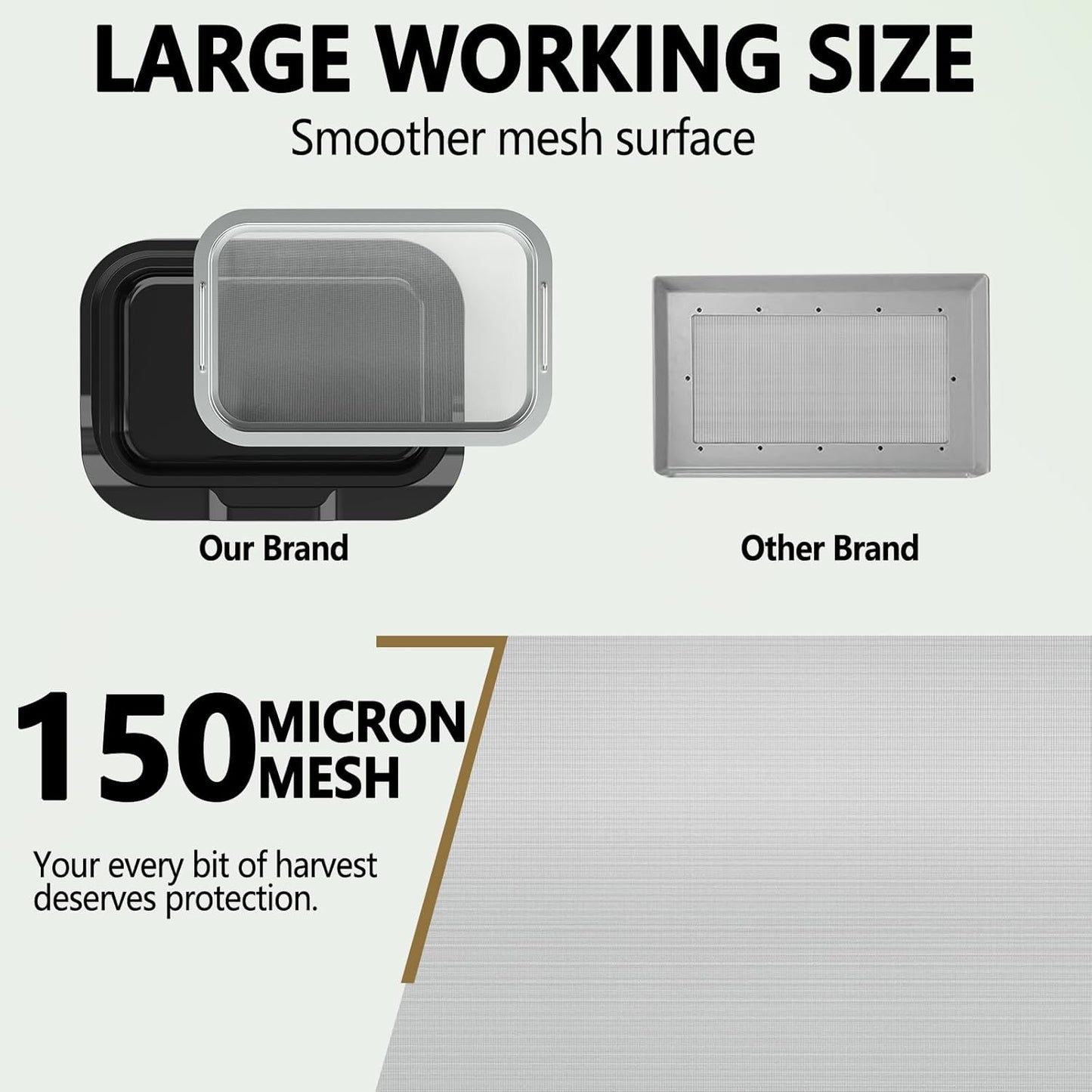 Trimming Tray with 150-Micron Replaceable Mesh – Ergonomic High-Wall Design with Static Brush for Fine Particle Sorting and a Clean, Organized Workspace