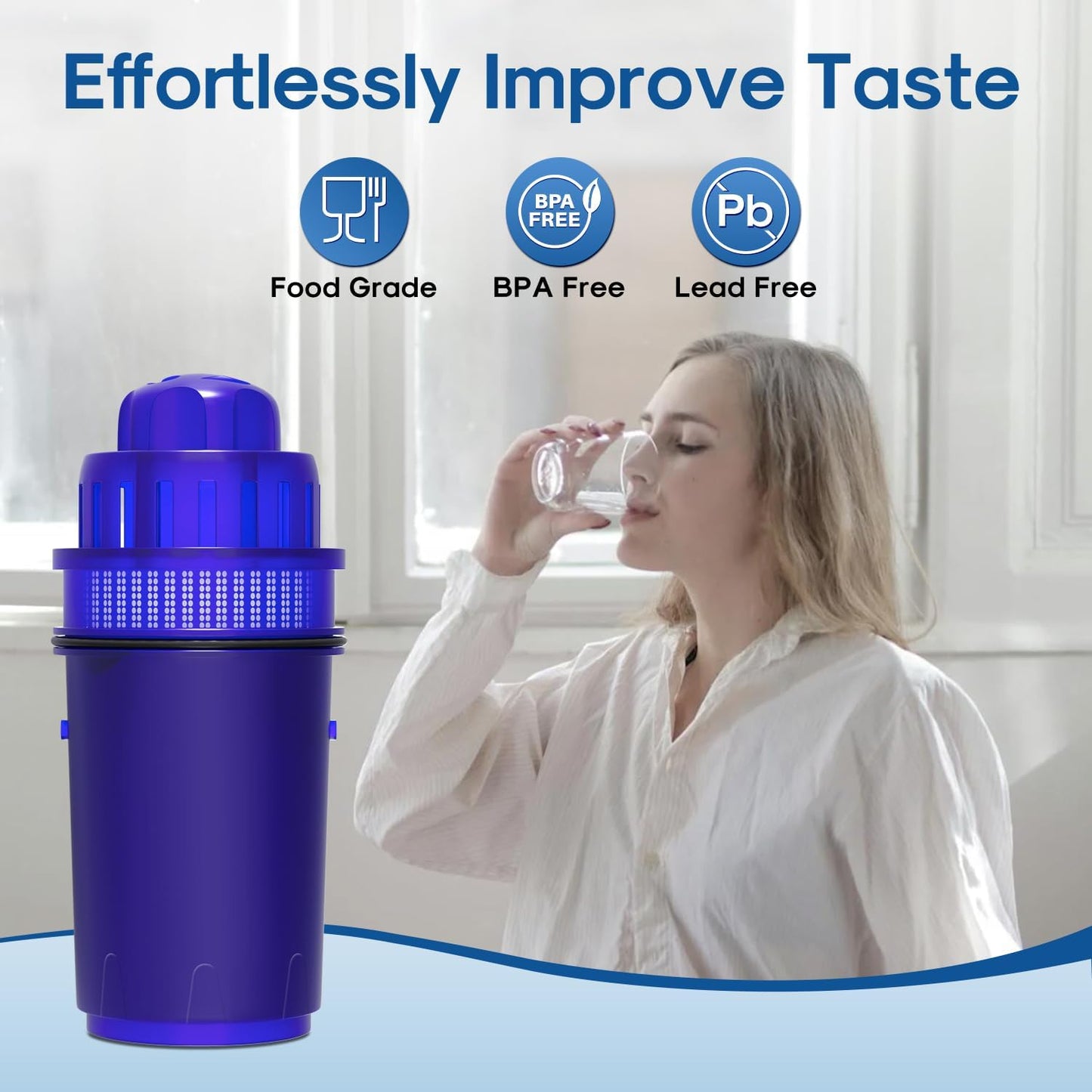 ICEPURE Pitcher Water Filter, Compatible with All PUR® Pitchers & Dispensers Filtration Systems, Replacement for PUR CRF950Z, PPF900Z, PPF951K, PPT700W, PPT711W, CR-1100C, CR1100CV, 8 Pack