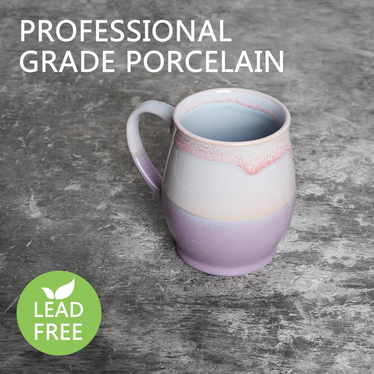 Bosmarlin Extra Large Ceramic Coffee Mug, 25 Oz, Dishwasher and Microwave Safe, Oversized Big Tea Cup for Office and Home, Reactive Glaze (Purple)