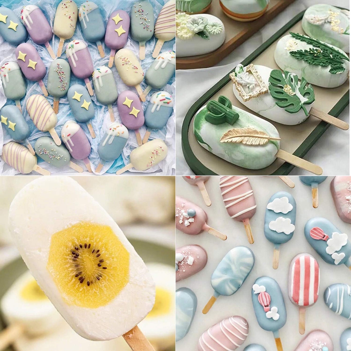 Popsicles Molds, Ozera 2 Pack Homemade Cake Pop Molds, Reusable Silicone Ice Pop Cream/ Cakesicle Maker Molds