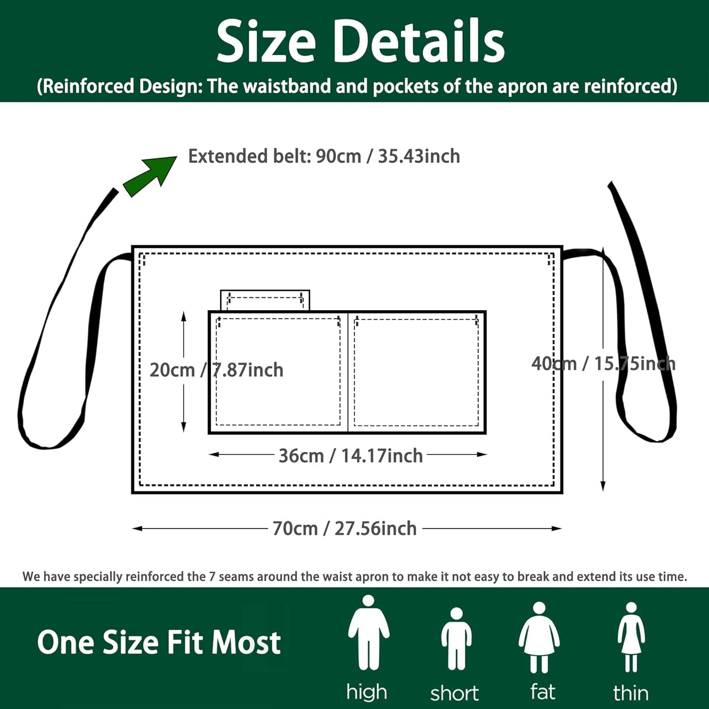 4 Pack Black Waist Apron, Short Chef Apron with 3 Pockets, Half Apron for Waiter Waitress, Catering Work Apron For Clean Bistro Garden Bar Coffee Shop Restaurant (Polyester)