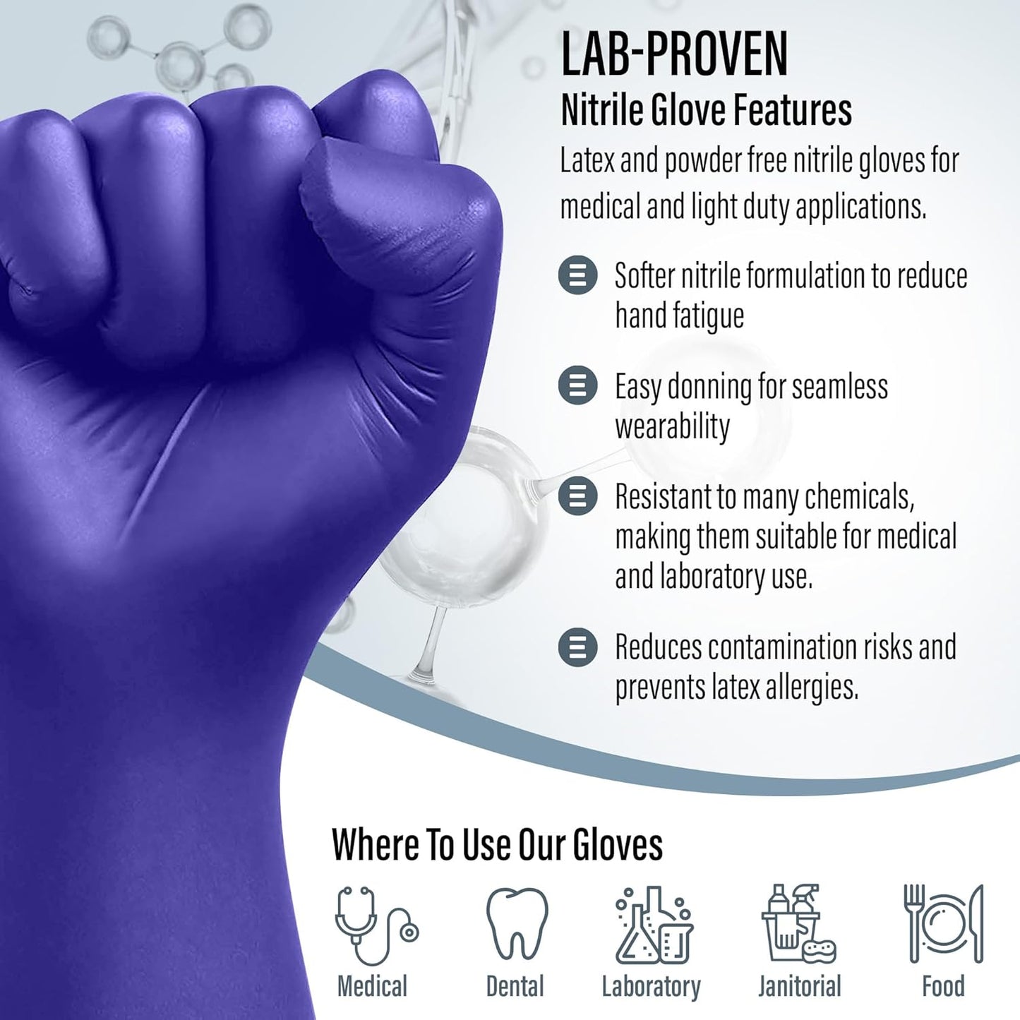 EnSure Nitrile Exam Gloves, Powder-Free, Latex-Free, Chemo Rated, Non-Sterile, Light Duty, Textured Tips, Medical, Surgical, Food Safe, Cleaning, Dental, Lab Use - 3 Mil (X-Small, 2000 Count)