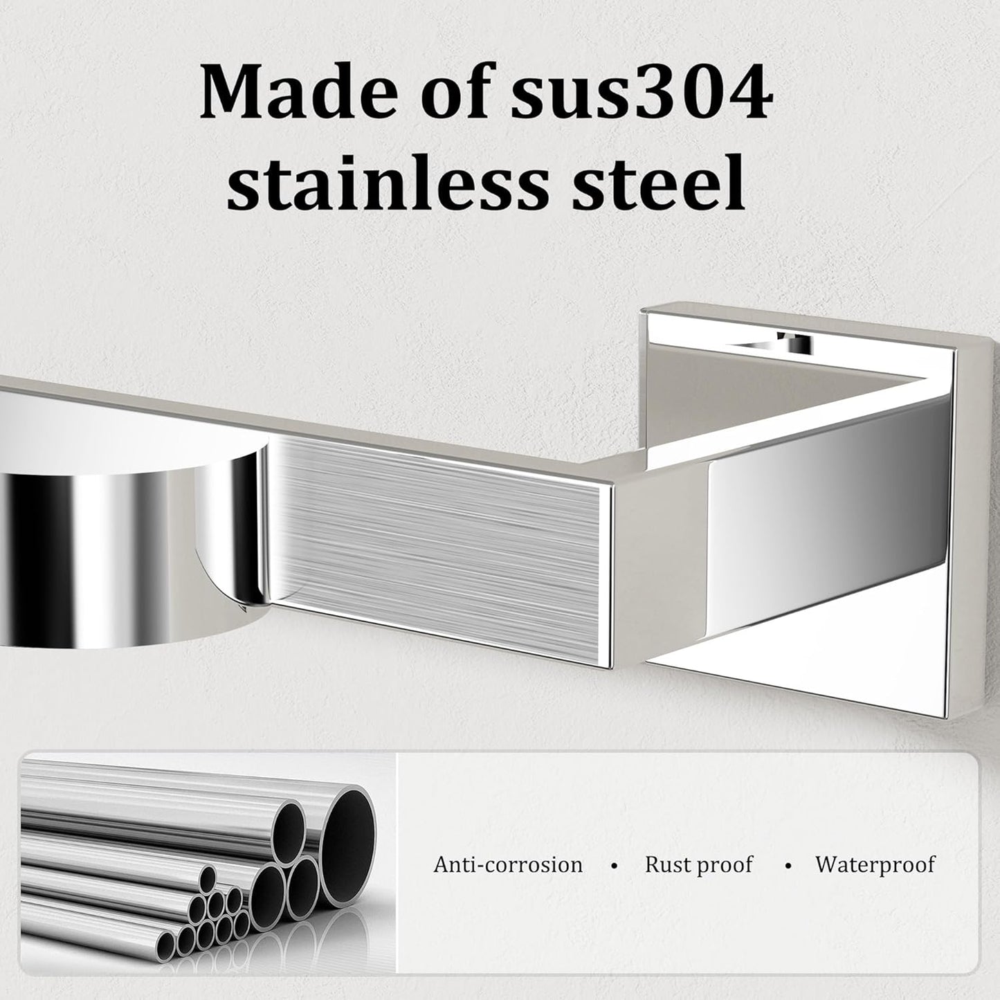 Alise Polished Chrome Towel Bars,11.82 Inch Towel Holder Towel Racks for Bathroom and Lavatory,SUS304 Stainless Steel Hand Towel Hanger Rail Wall Mount,Useable Length 10.04 Inch Towel Bar, GYT030-C