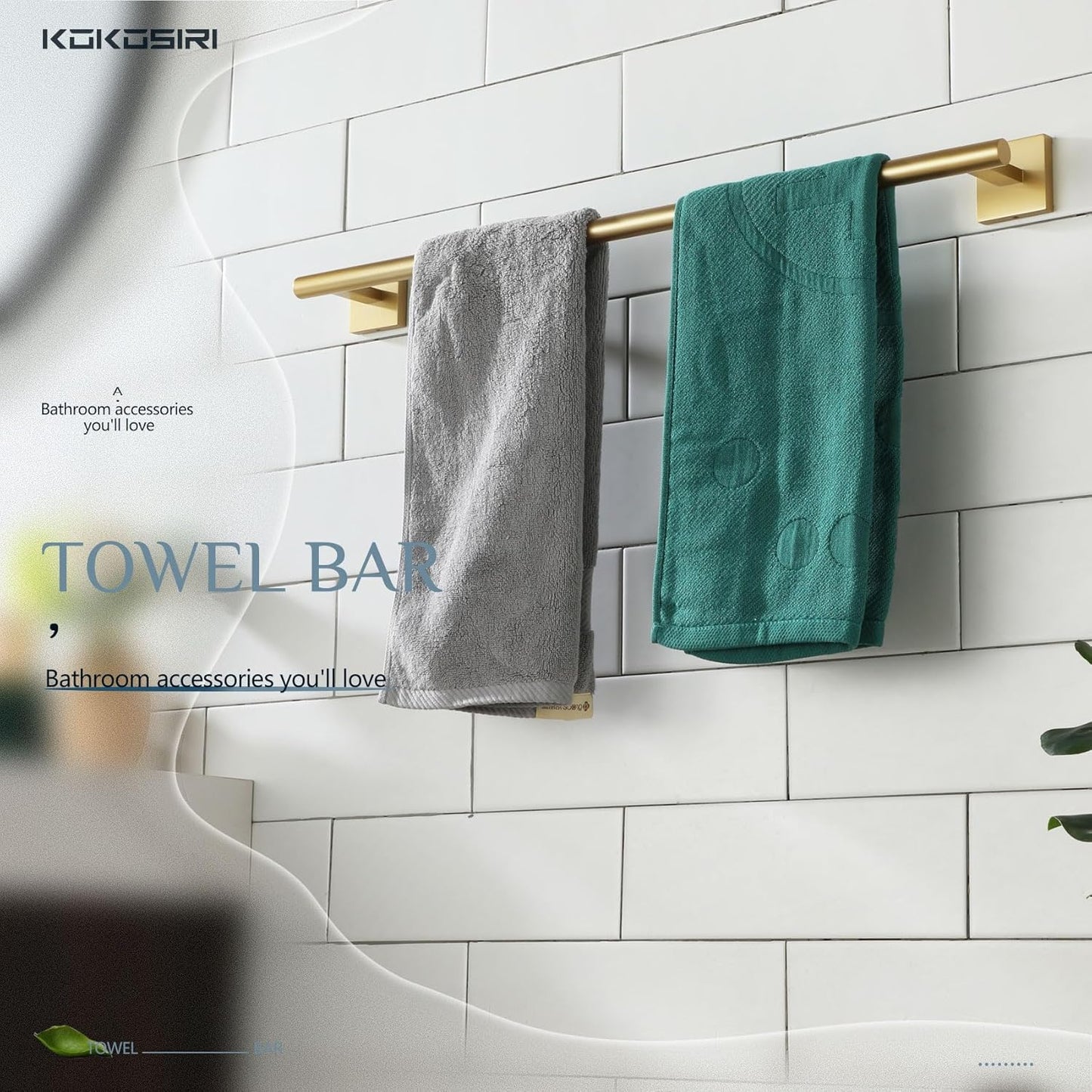 KOKOSIRI Towel Bar Bathroom Towel Holder for Bath Kitchen Cabinet Towel Rails 20 Inch Brushed Gold Stainless Steel B4005BG-L20