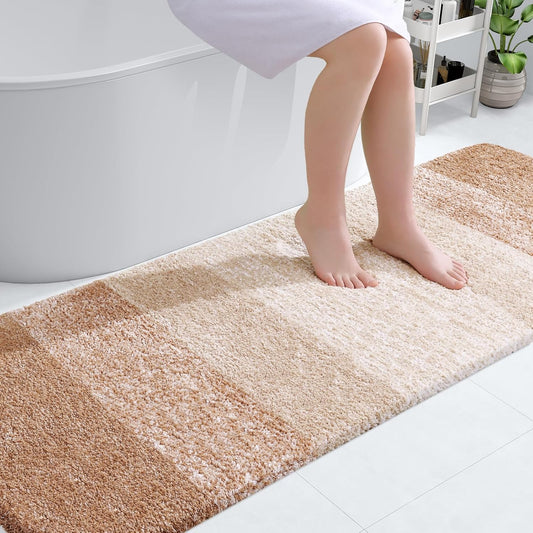 OLANLY Bathroom Runner Rugs 70x24, Extra Soft Absorbent Microfiber Bath Rugs, Rubber Backing, Quick Dry, Machine Washable Bath Mats for Bathroom Floor, Tub and Shower, Home Decor Accessories, Beige
