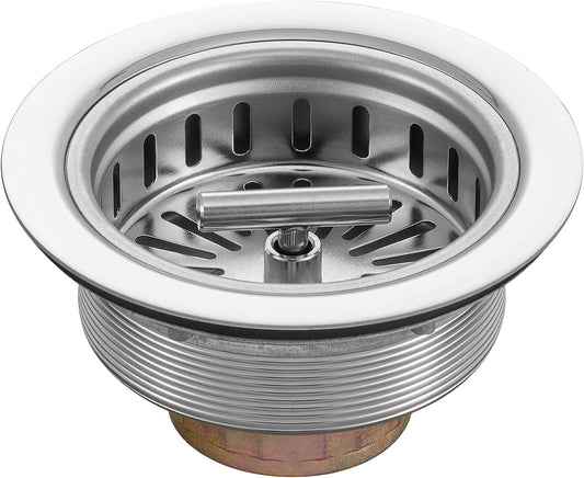 KONE 3-1/2 Inch Kitchen Sink Drain Strainer Assembly Made by All Stainless Steel with Strainer Basket/Drain Stopper, Replacement for Standard Commercial Drains