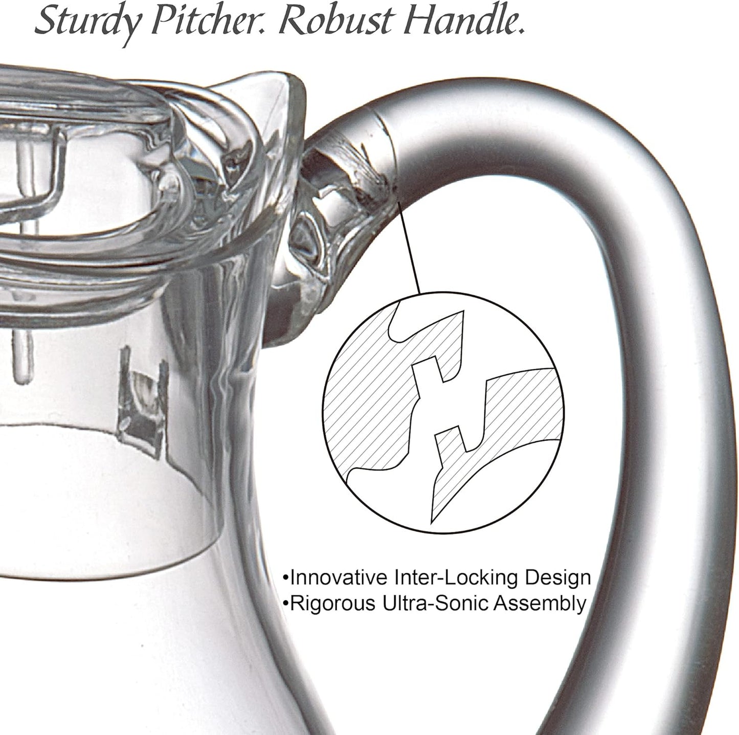 Amazing Abby - Quadly - Plastic Pitcher (64 oz, 2 Quart), Clear Water Pitcher with Lid, Fridge Jug, BPA-Free, Shatter-Proof, Great for Iced Tea, Sangria, Lemonade, Juice, Milk, and More