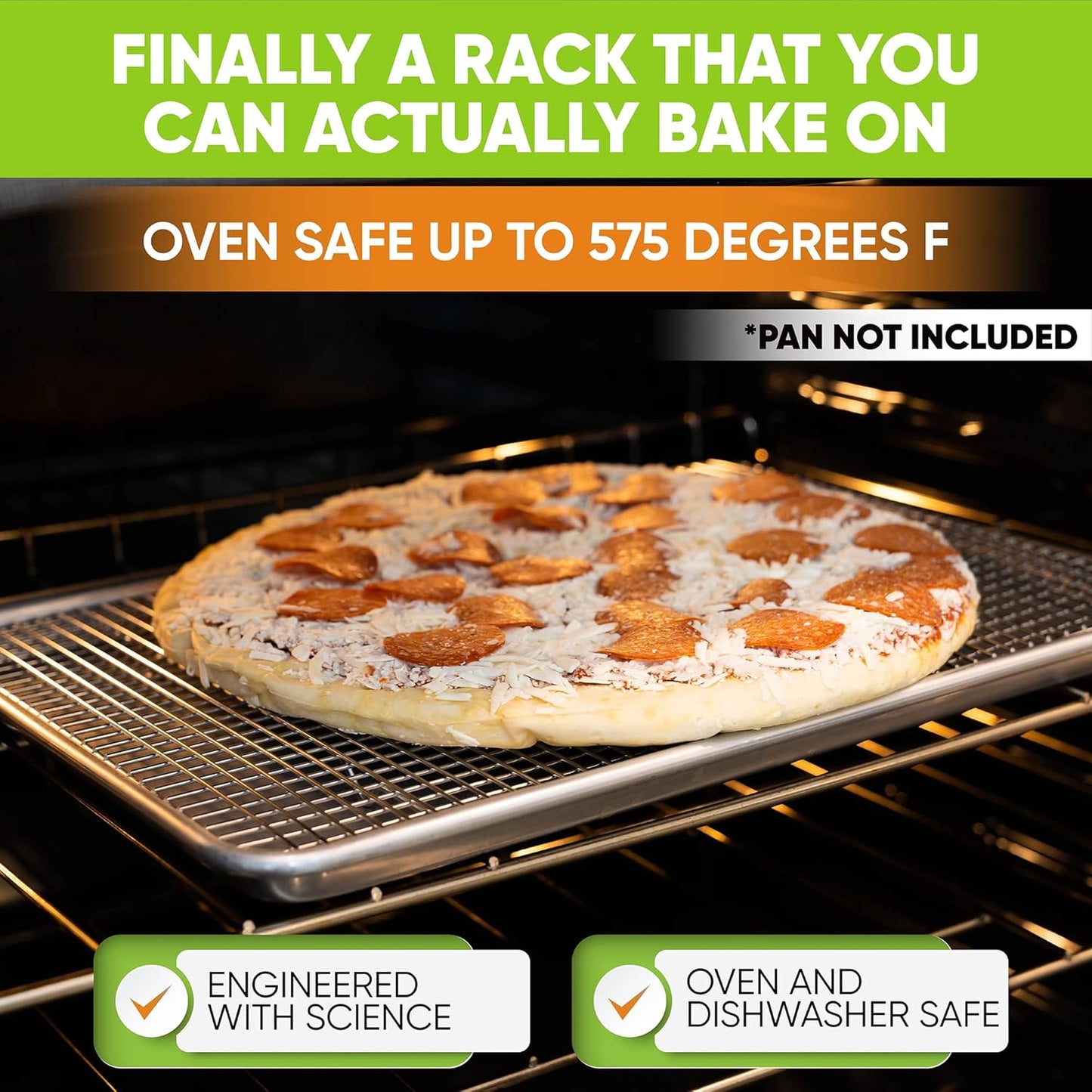 Spring Chef 11.8 x 17 Inch Stainless Steel Cooling Racks for Cooling & Baking - Oven Safe - Wire Roasting Racks for Oven Use - Fits Half Sheet Cookie Pan - Dishwasher Safe - Set of 2