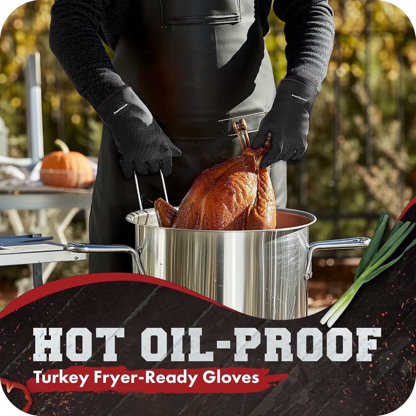 KITCHEN PERFECTION XL Silicone Smoker Oven Gloves-Extreme Heat Resistant BBQ Gloves-Handle Hot Food Right on Your Grill Fryer&Pit|Waterproof Grilling Cooking Baking Mitts|Superior Value Set+3 Bonuses