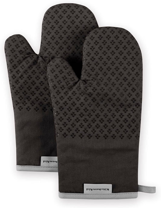 KitchenAid Asteroid Oven Mitt Set, 7"x12.5", Black, 2 Piece