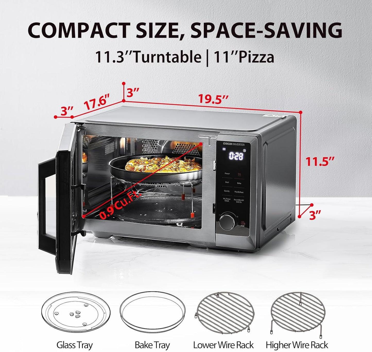 TOSHIBA 6-in-1 Inverter Countertop Microwave Oven Healthy Air Fryer Combo, MASTER Series, Air Fryer, Broil, Convection, Speedy Combi, Even Defrost, Sound On/Off 27 Auto Menu Stainless Steel