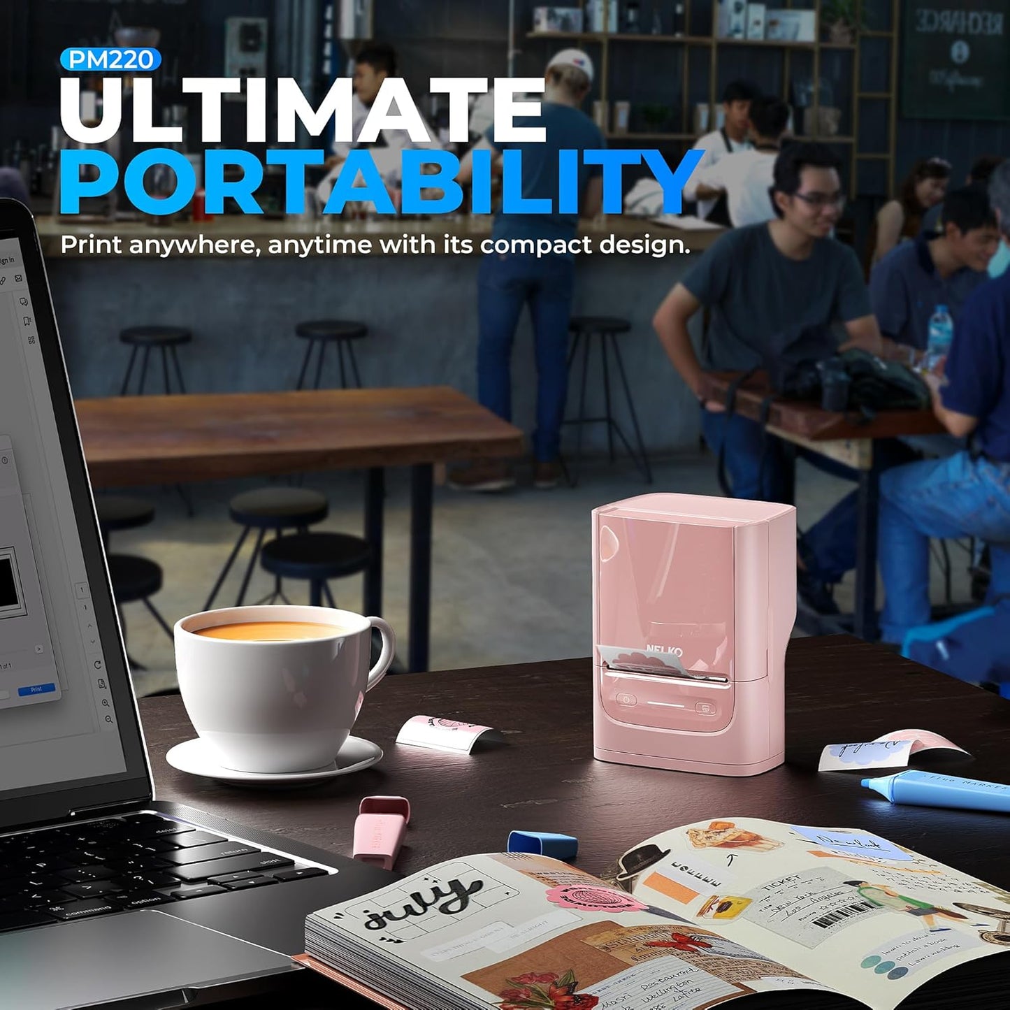 Nelko PM220 Bluetooth Label Maker Machine with Tape, 2 Inch Portable Thermal Printer for Small Business, Address, Logo, Clothing, Sticker Printer for Phones & PC, Pink