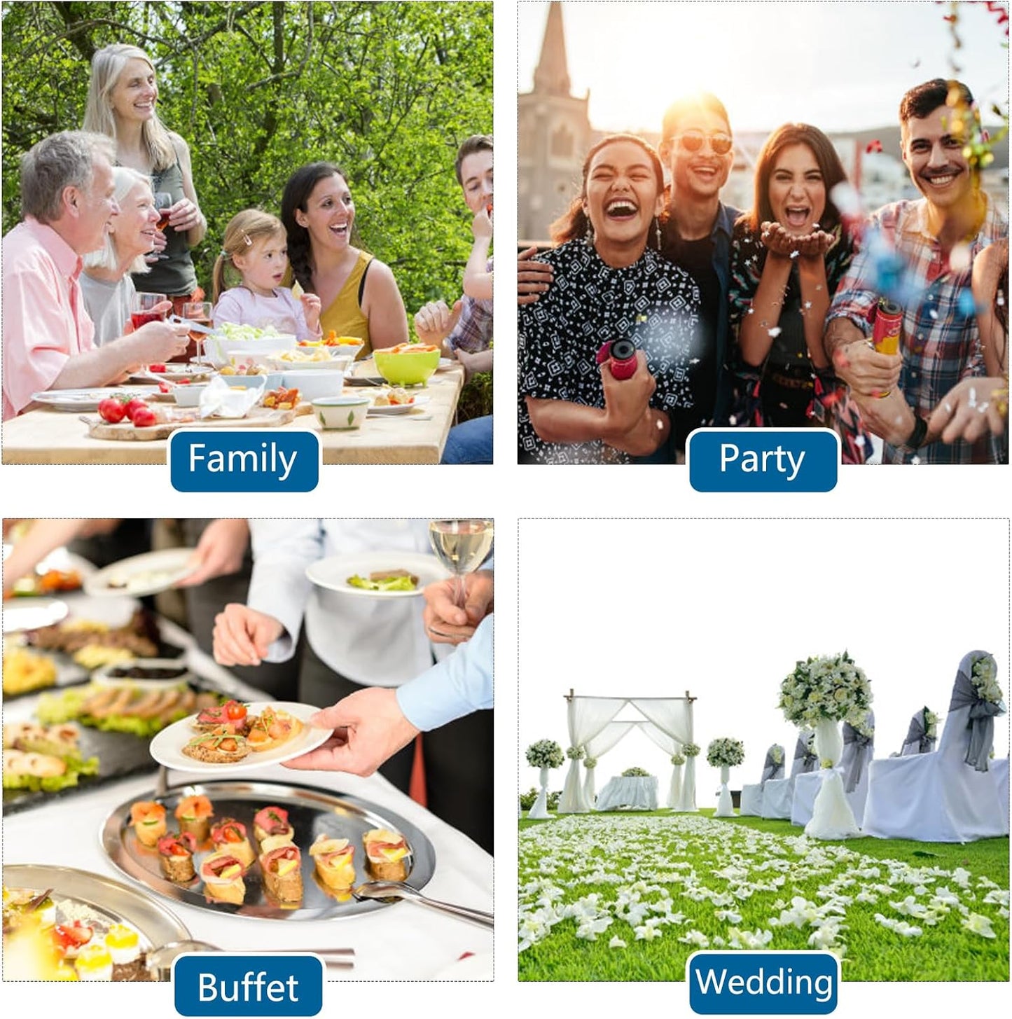 Chafing Dish for Buffet, 4 Pack Stainless Steel Chafing Servers Food Warmer Set with 8QT Half Size Food Pan for Kitchen Party Banquet Dining