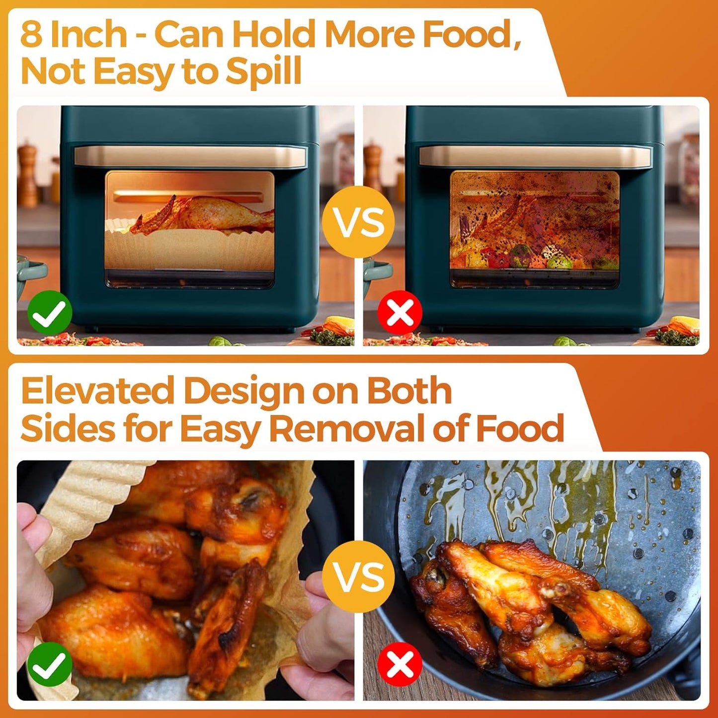 Air Fryer Paper Liners: 100Pcs Parchment Paper, 8" Air Fryer Liner Disposable for Microwave, Non-Stick Square Air Fryer Basket Liner