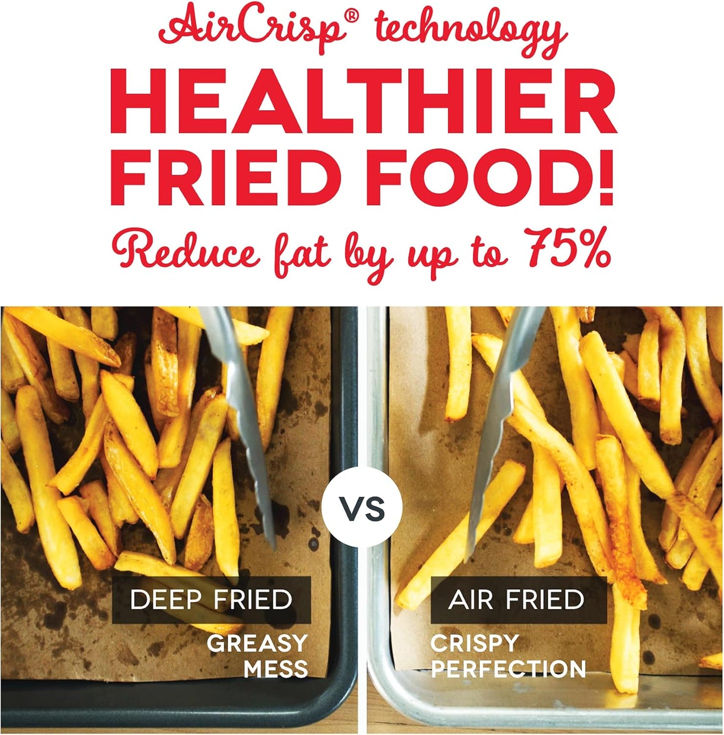 Dash Deluxe Electric Air Fryer + Oven Cooker with Temperature Control, Non-stick Fry Basket, Recipe Guide + Auto Shut off Feature, 1700-Watt, 6 Quart - Red