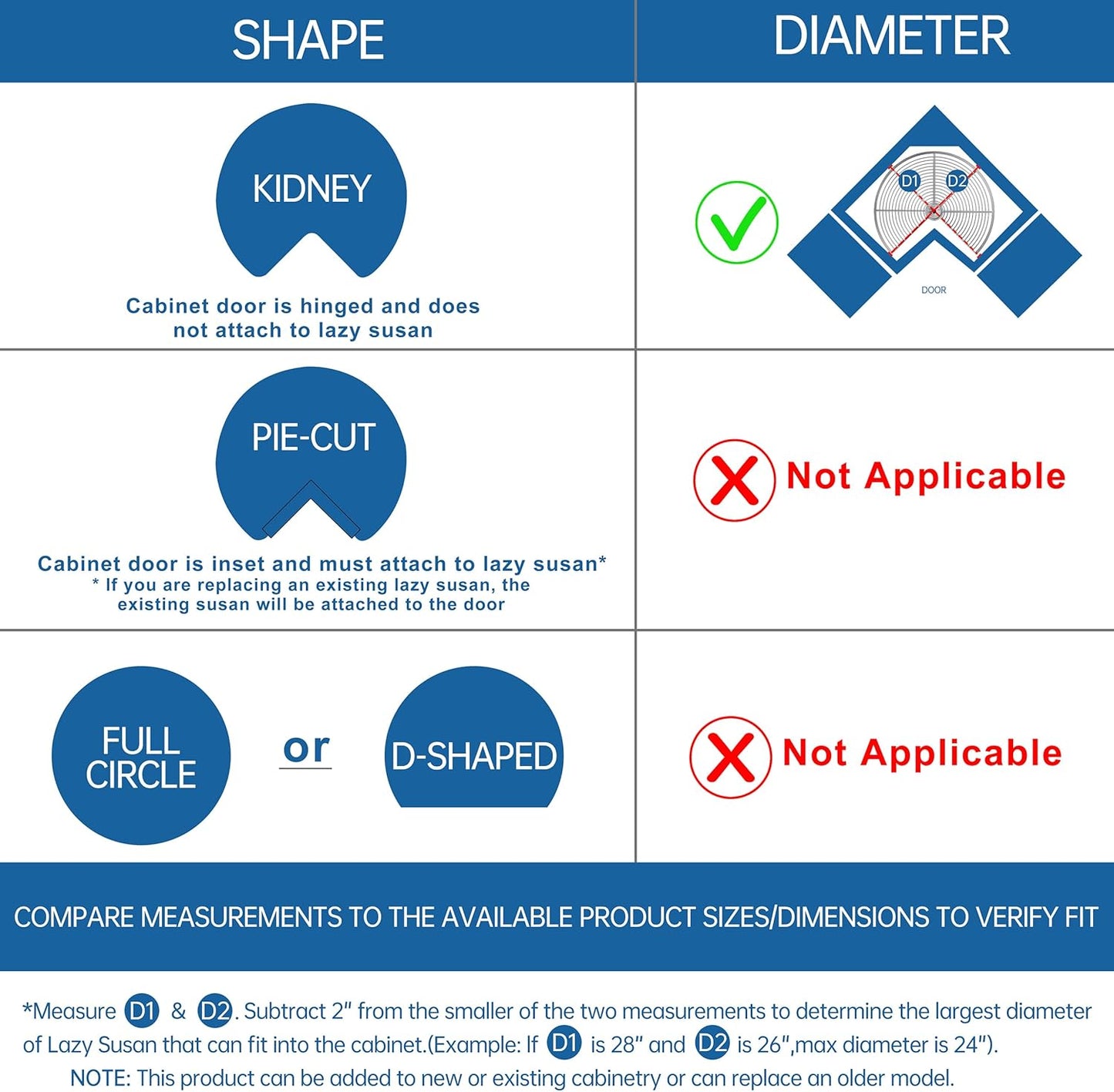 24" Kidney Corner Cabinet Lazy Susan - Turntable for Kitchen, Adjustable Height Replacement Shelves for Corner Cabinet, Chrome Silver (Cannot be Door-Mounted)
