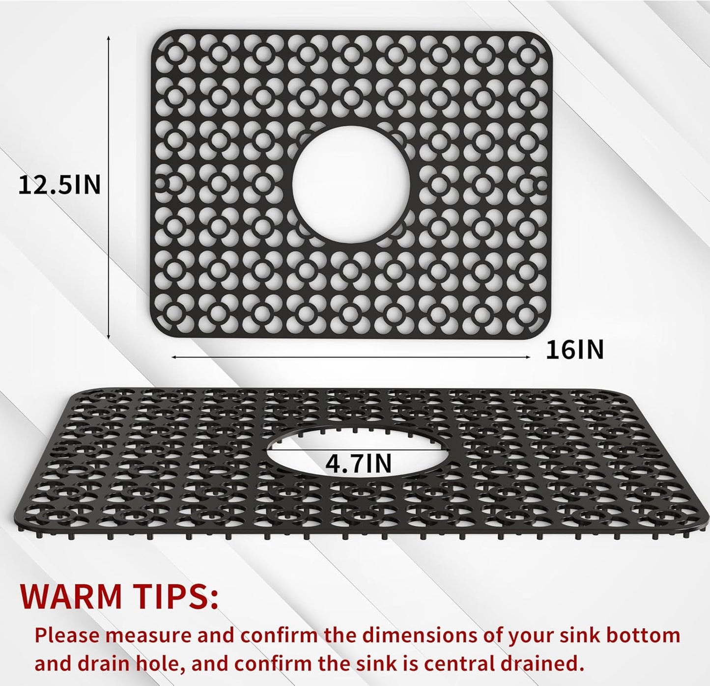 WAFT YEARN Sink Mats Sink Protectors Dish Racks Dishwasher Safe Grid Mats for Kitchen Sink Silicone Protect Sink from Stains Damage Scratches Non Slip Heat Resistant Rust Resistant 16"X12.5" Black