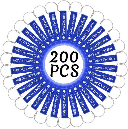 200PCS Personalized Bottle Opener Keychain Bulk Custom Beer Bottle Opener with Logo Text Engraved Wedding Bottle Opener Favors Customized Gifts for Guests Baby Shower Birthday Party-Blue