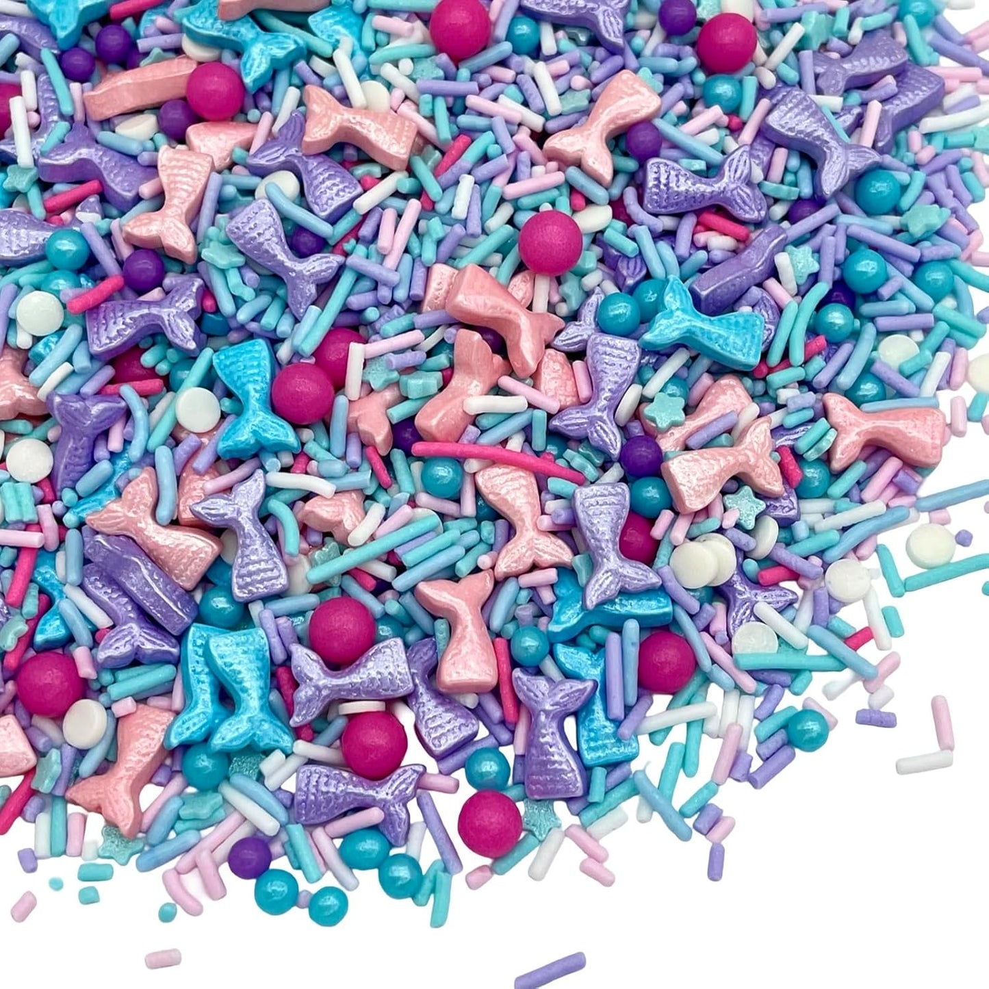 Manvscakes Sprinkles- Edible Cake and Cupcake Sprinkles with Assorted Shapes and Sizes for Parties, Metallic Sprinkle Mix for Cookies, Ice Cream, Cake and Cupcake Decorating, 4 oz (Mermaid)