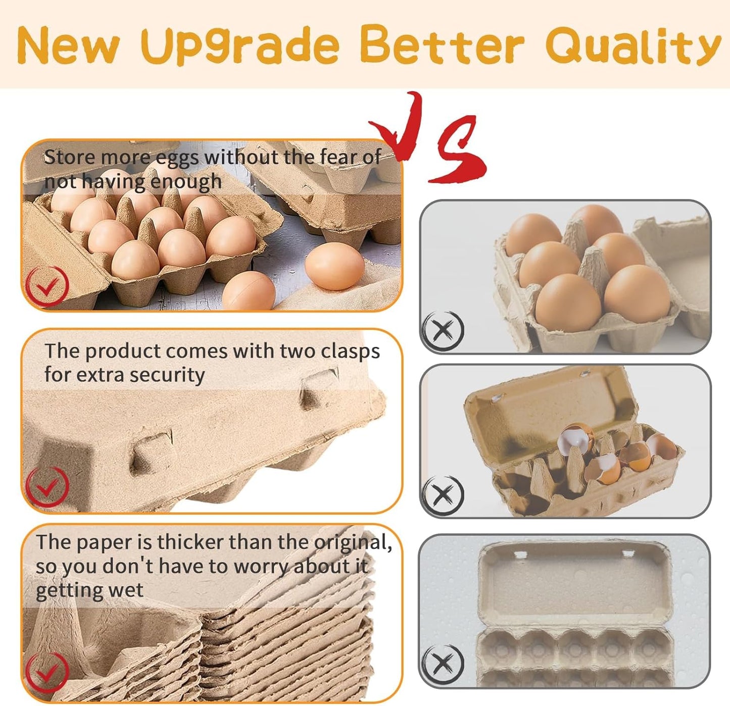 Egg Cartons 3x4 Style 25 Pack, Blank Natural Paper Pulp Square Egg Cartons Eggs, Holds Up to One Twelve 12 Count Chicken Eggs, Sturdy Design Made from Recycled Cardboard.…