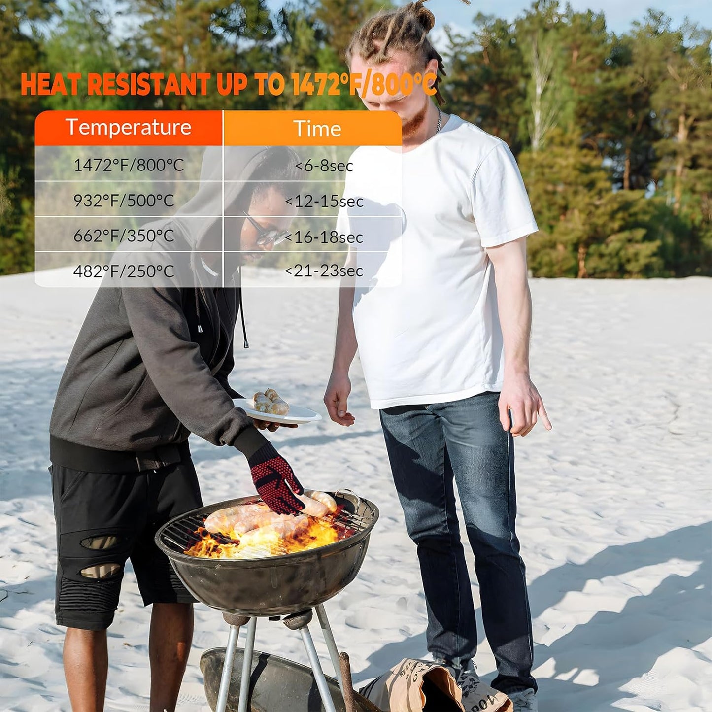 1 Pair Grill Oven Mitts, 1472°F Heat Resistant BBQ Gloves for Cooking, Non-Slip Silicone Oven Gloves, Barbecue Grill Gloves BBQ Mitts (Red-Arrow Pattern)