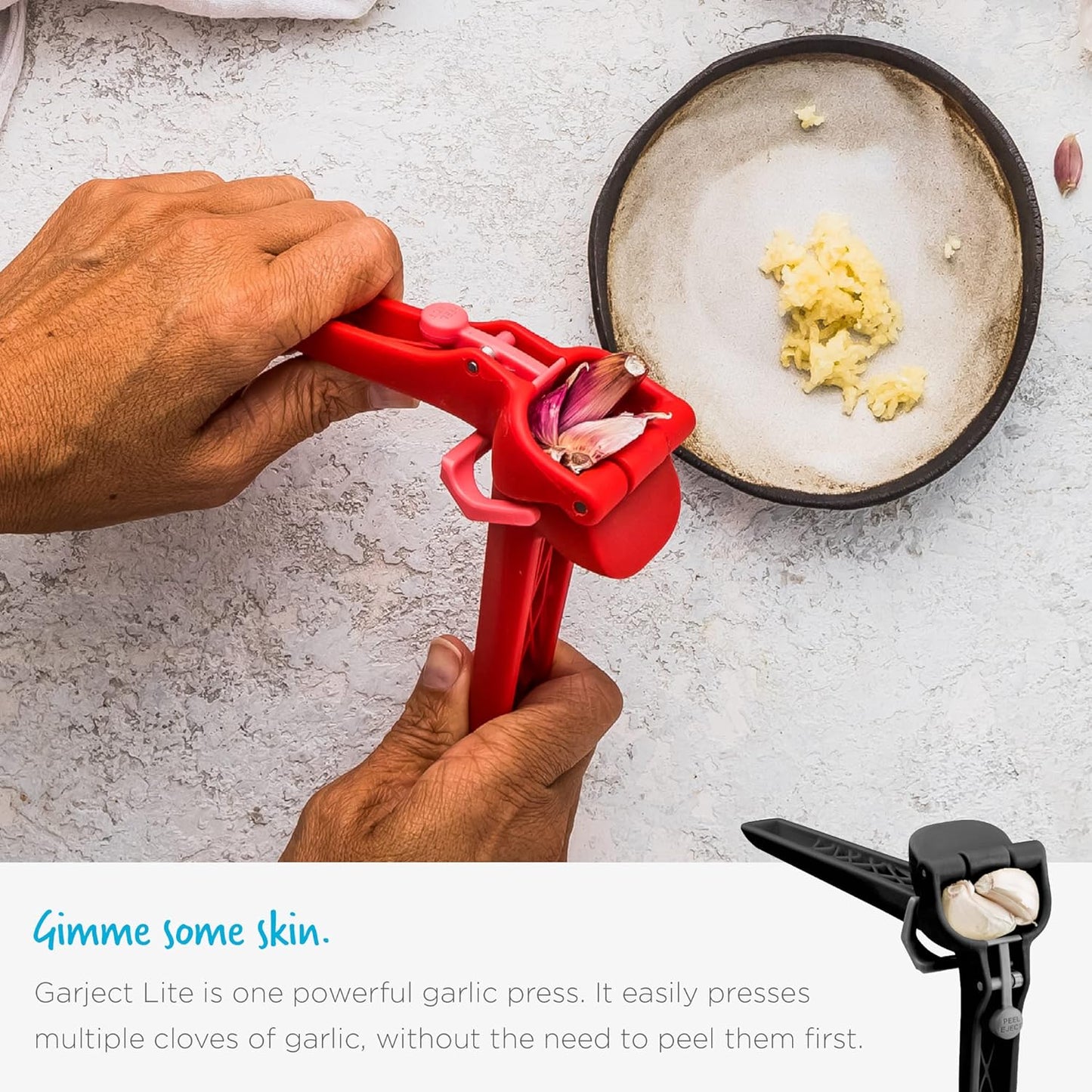 Dreamfarm Garject Lite 2-In-1 Garlic Peeler, Garlic Press & Mincer with Garlic Peel Ejector, Nylon - Black