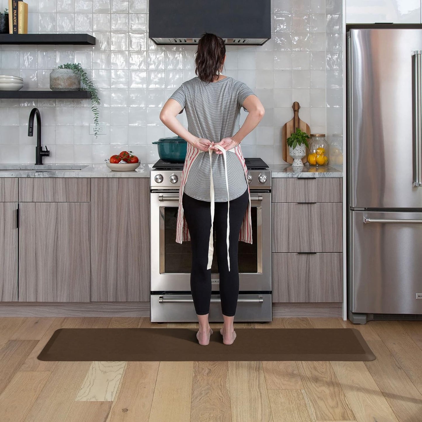 NewLife Anti Fatigue Nonslip Mat: Hard Floor Utility Mats for Garage, Patio and Kitchen - 20" x 72" x .5" - Vintage Leather Rustic Brown