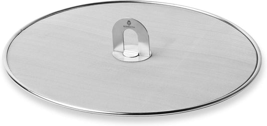 Homestia Splatter Screen for Kitchen, 304 Stainless Steel Fine Mesh Splatter Screen for Frying Pan, 10” Grease Splatter Guard with Fold Flat Knob
