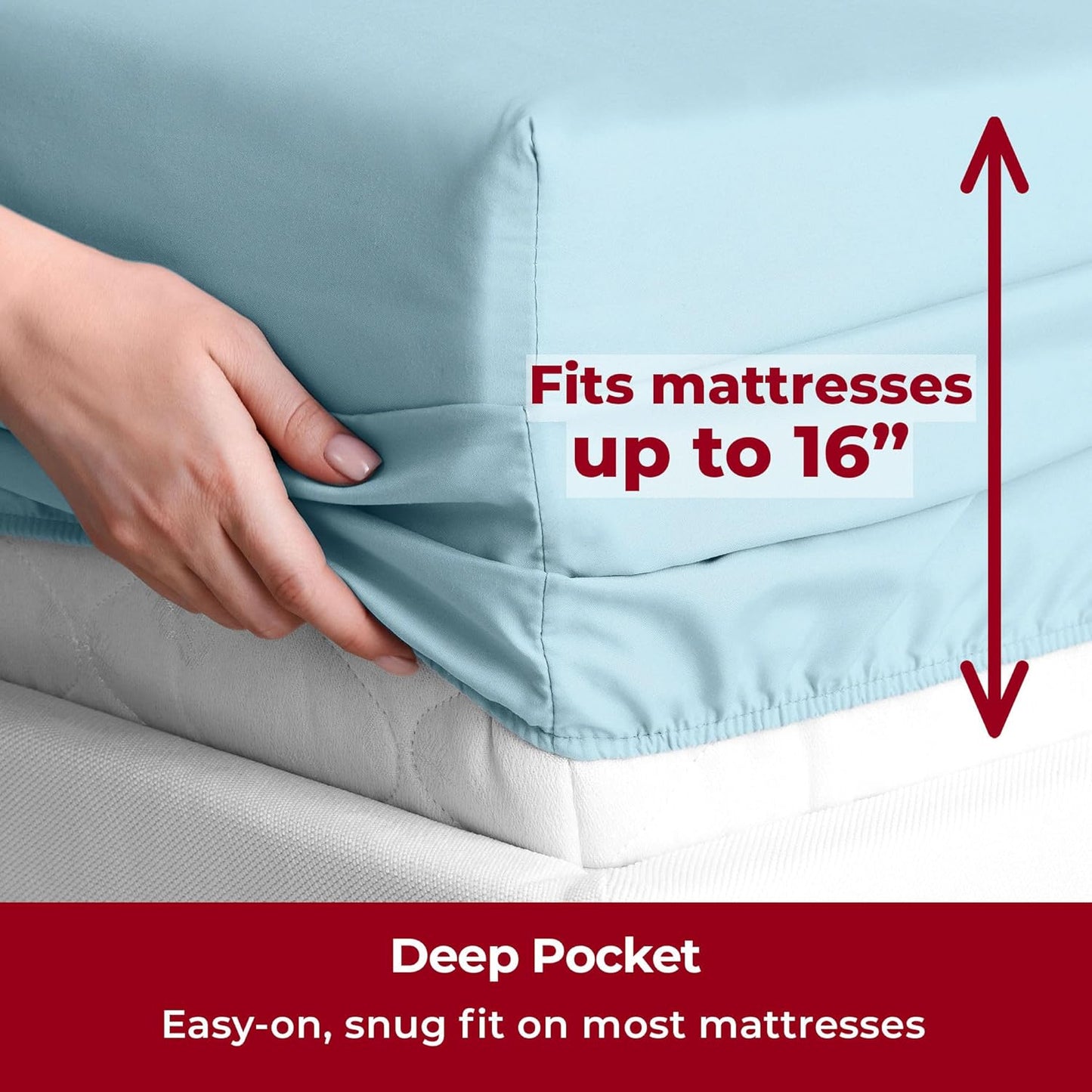 Mellanni Split King Sheets Set - 5 PC Iconic Collection Bedding - Hotel Luxury, Extra Soft, Cooling Bed Sheets - Wrinkle, Fade, Stain Resistant (Split King, Aqua)