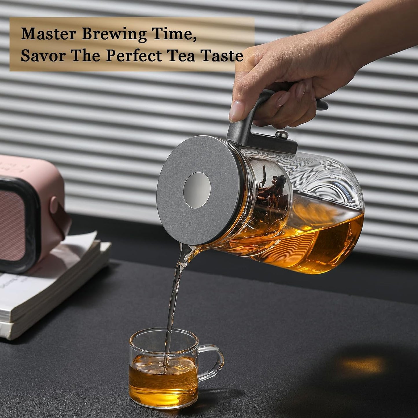 Enchanti Tea Pot - 600ml/20.3oz Witchcraft Magic Glass Teapot, Magnetic Water Separation Design, Borosilicate Infuser Pot with Strainer for Loose Leaf & Herbal Teas, Ideal for Tea Maker