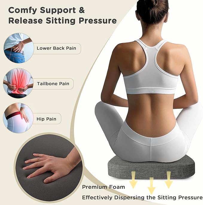 AddGrace Set of 6 Chair Cushions for Metal Dining Chairs 14x14 Chair Pads with Ties Non Slip Thick Seat Cushions with Textured and Removable Cover Dark Grey