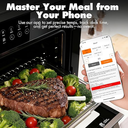 AI Digital Meat Thermometer, 500 ft Long Range Bluetooth Grill Thermometer for Smoker, Oven, BBQ, Digital Food Thermometer for Kitchen Cooking (Single Probe)