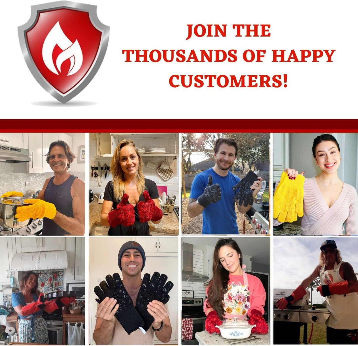 Glow in The Dark BBQ Gloves 932°F Extreme Heat & Cut Resistant Oven Mitts with Fingers – Cooking, Grilling, Baking – Accessory for Smoker, Cast Iron, Fire Pit, Camping, Fireplace